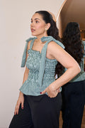 Carola Top Green Gingham