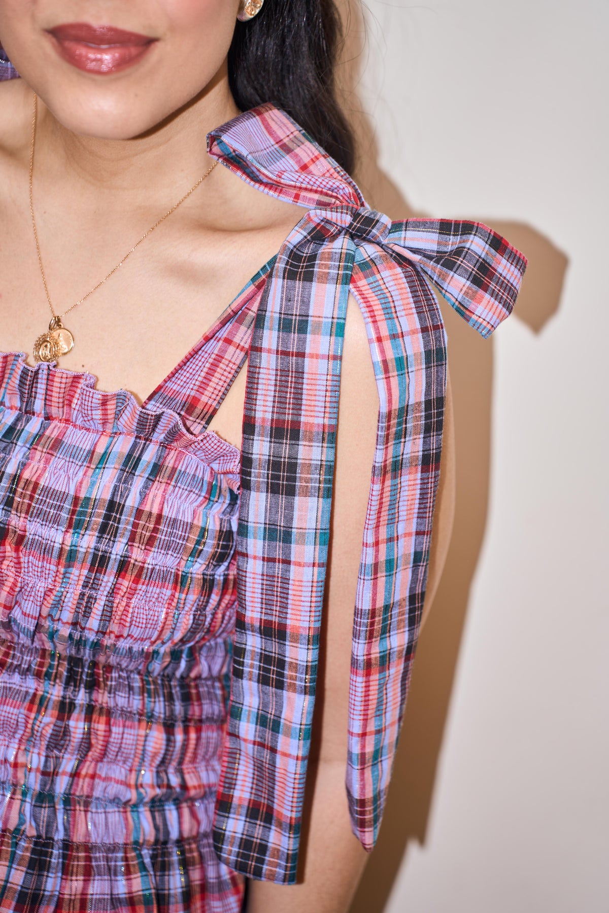 Carola Top Pink Plaid