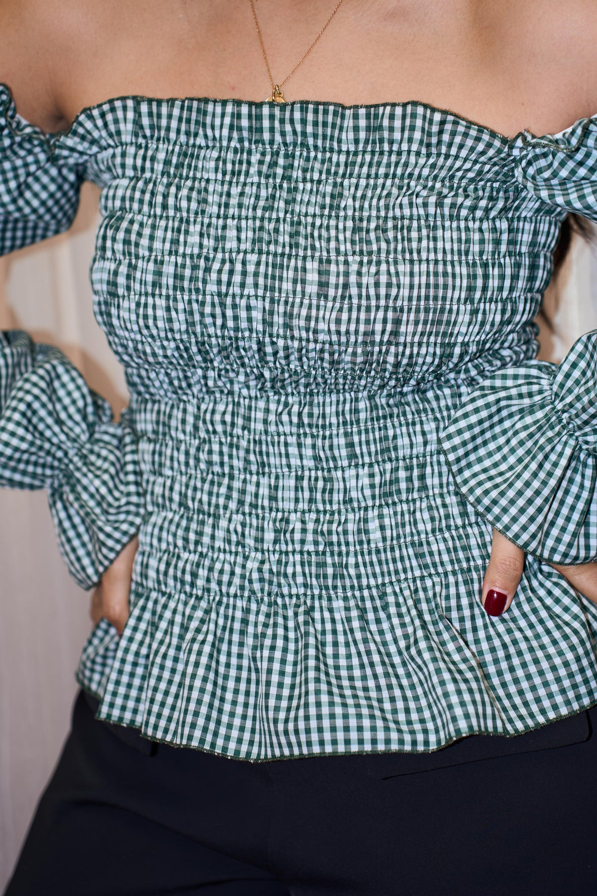 Yeni Top Green Gingham