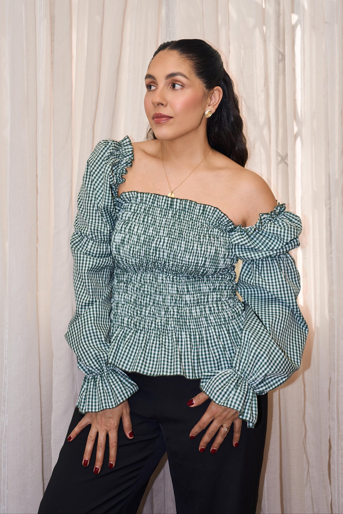 Yeni Top Green Gingham