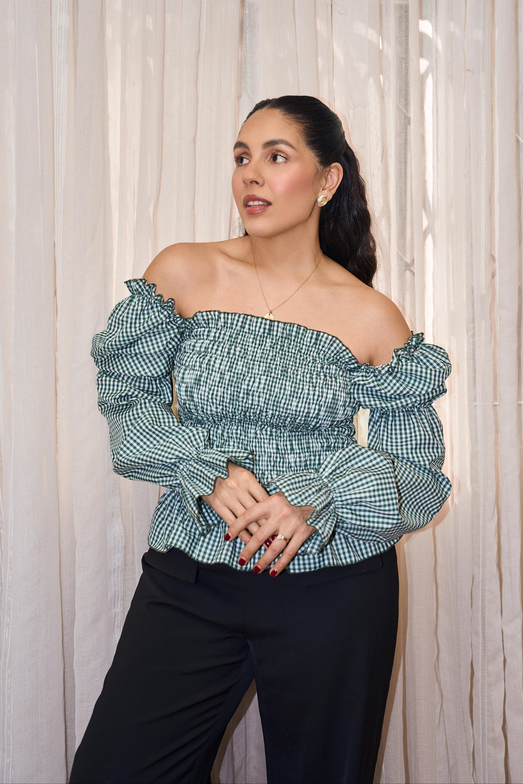 Yeni Top Green Gingham