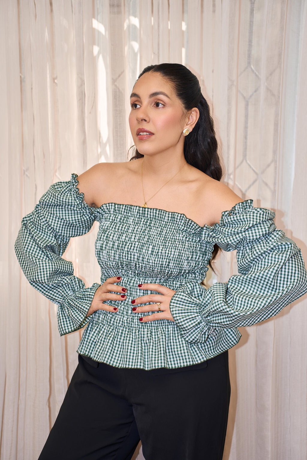 Yeni Top Green Gingham