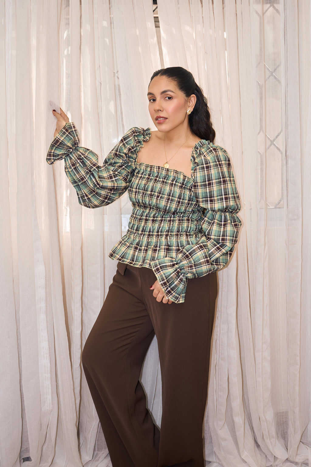 Yeni Top Blue Plaid