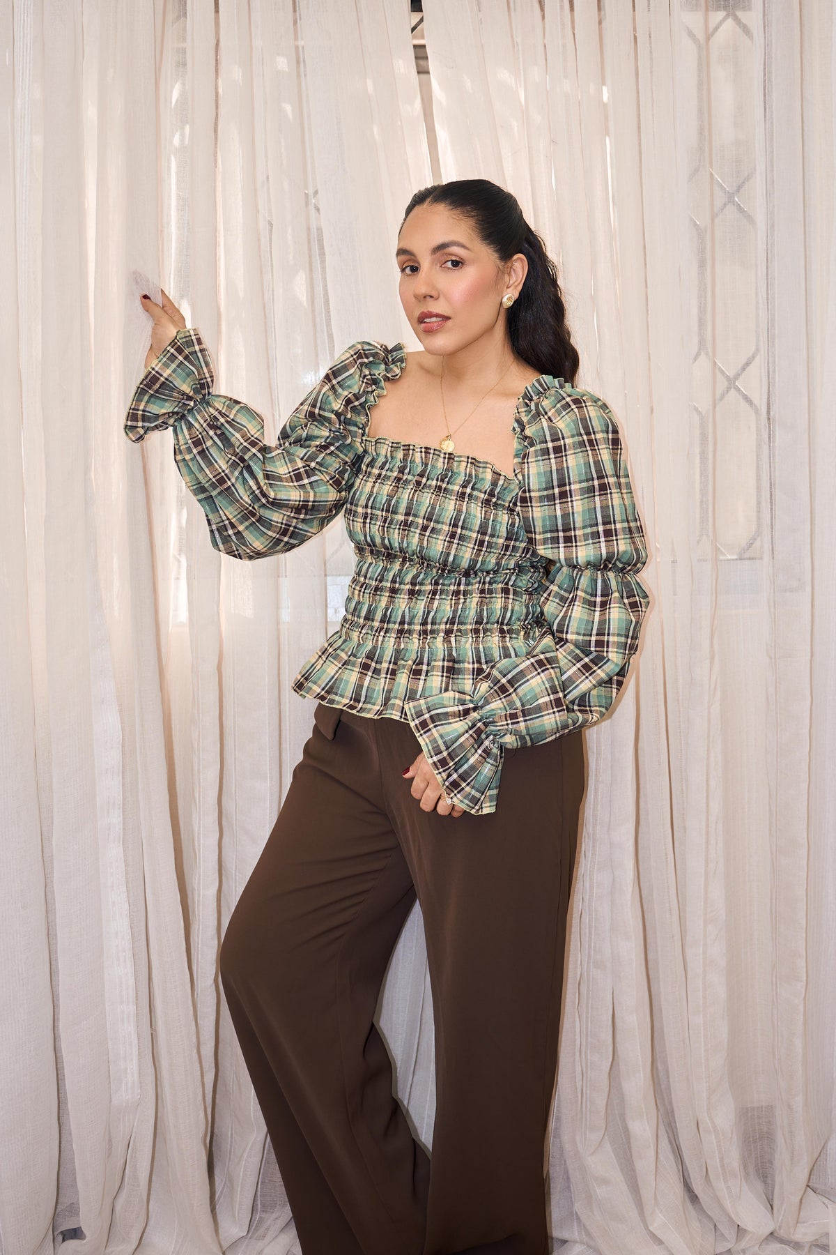 Yeni Top Blue Plaid