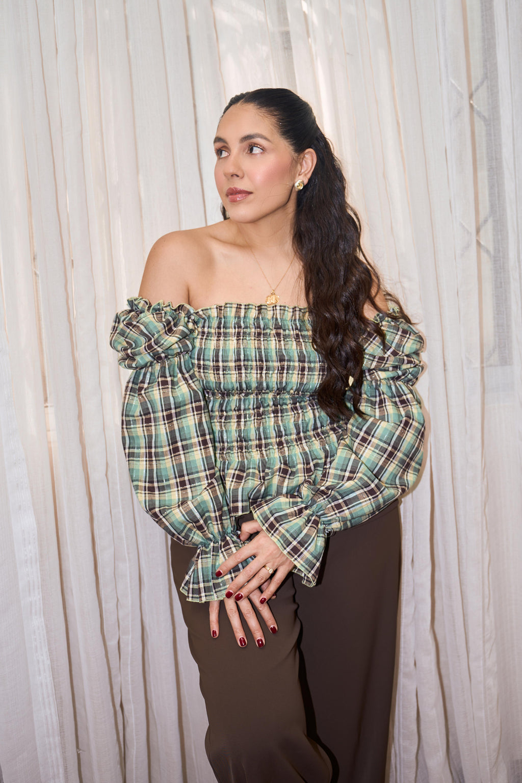 Yeni Top Blue Plaid